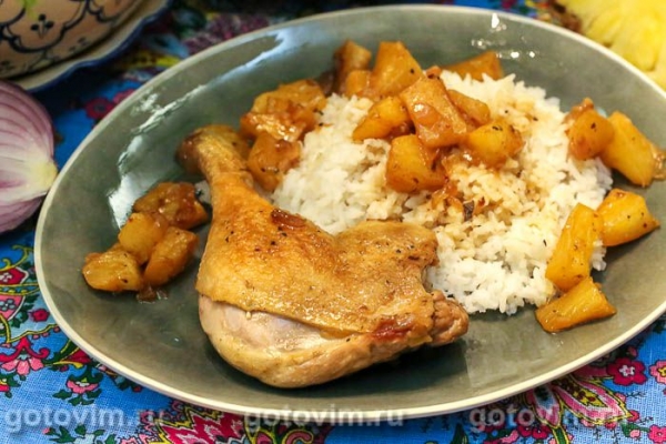 Жареные утиные ножки с ананасами