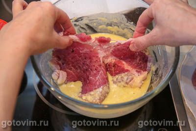 Шницель из свинины в картофельном кляре Шницель из свинины в картофельном кляре