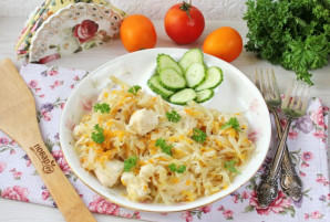 Диетическая тушеная капуста с курицей Диетическая тушеная капуста с курицей