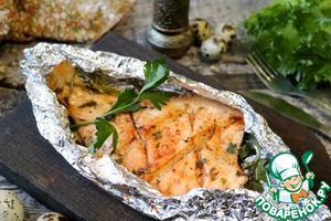 Камбала, запеченная с паприкой и петрушкой