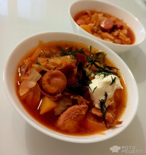 Рецепт: Борщ по-львовски - "Борщок из свёклы с ветчинкой и с сосисками". По Чехову. Рецепт: Борщ по-львовски - "Борщок из свёклы с ветчинкой и с сосисками". По Чехову.