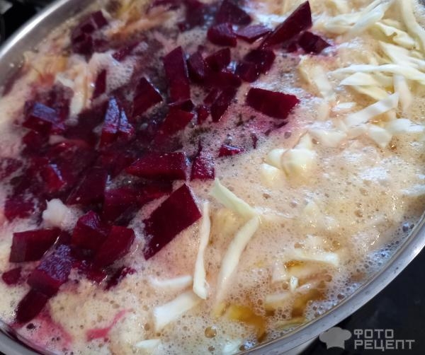 Рецепт: Борщ по-львовски - "Борщок из свёклы с ветчинкой и с сосисками". По Чехову. Рецепт: Борщ по-львовски - "Борщок из свёклы с ветчинкой и с сосисками". По Чехову.