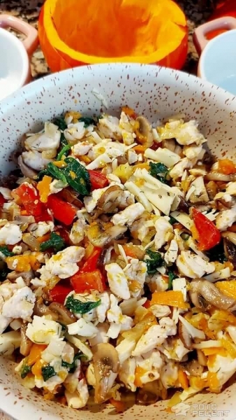 Рецепт: Фаршированная тыква - С курино-грибной начинкой.