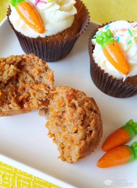 Рецепт: Морковные кексы - с чиз-кремом Рецепт: Морковные кексы - с чиз-кремом
