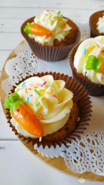 Рецепт: Морковные кексы - с чиз-кремом Рецепт: Морковные кексы - с чиз-кремом