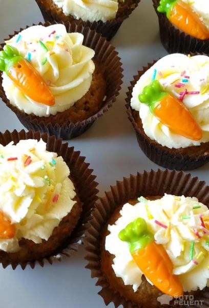 Рецепт: Морковные кексы - с чиз-кремом Рецепт: Морковные кексы - с чиз-кремом