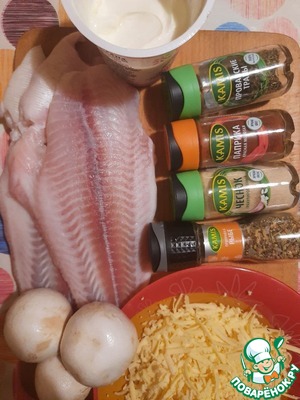 Запеченая рыба с грибным соусом Запеченая рыба с грибным соусом