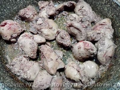 Жареная куриная печень в белом вине Жареная куриная печень в белом вине