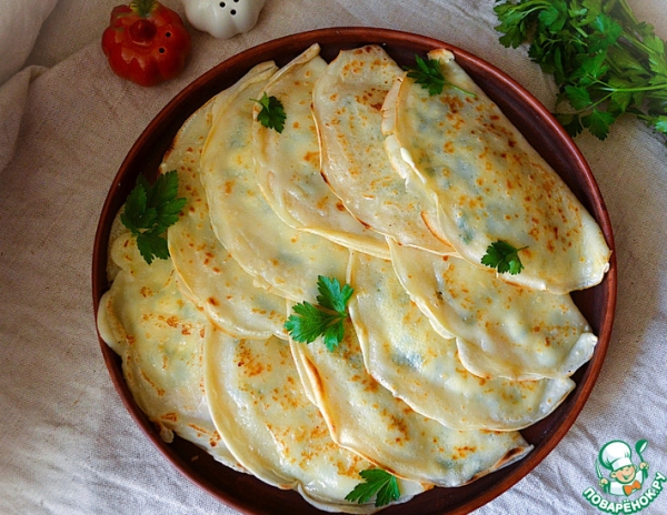 Ленивые гёзлеме с творогом, сыром, зеленью