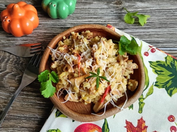 Булгур с лисичками и сметаной Булгур с лисичками и сметаной