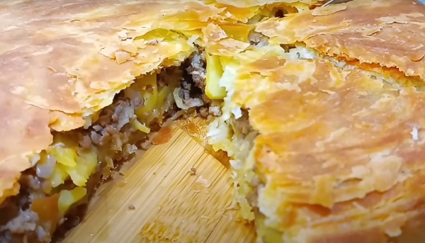 Лезгинский слоеный пирог с мясом и картофелем. Хрустит на весь дом