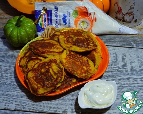 Тыквенно-шпинатные оладьи на творожном сыре