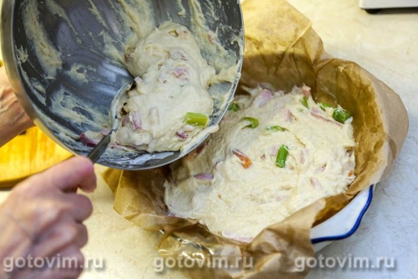 Заливной пирог со спаржей и ветчиной Заливной пирог со спаржей и ветчиной