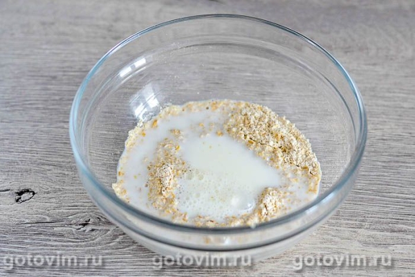 Овсяноблин на молоке с бананом и грецкими орехами