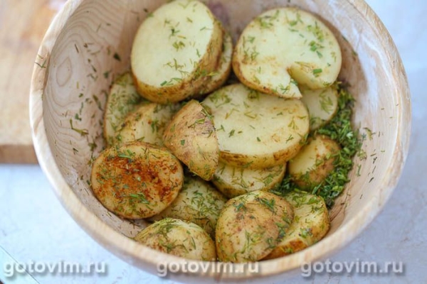 Шашлык из картофеля с салом