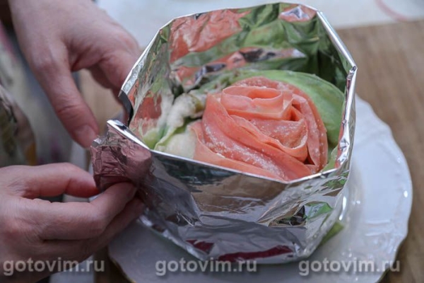 Блинный торт «Роза» с заварным кремом