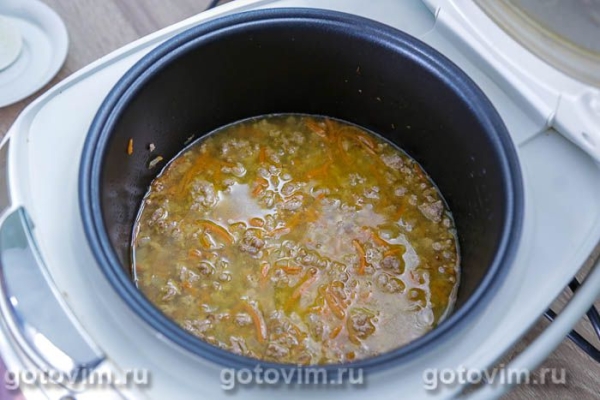 Гречка с фаршем в мультиварке