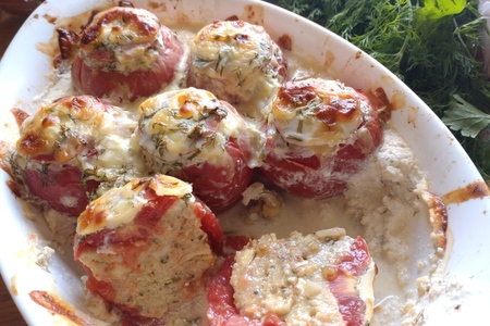 Помидоры фаршированные грибами, фаршем и кускусом Помидоры фаршированные грибами, фаршем и кускусом