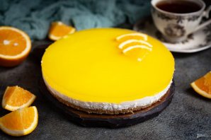 Творожный чизкейк с апельсиновым желе без выпечки