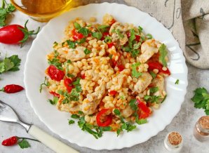 Птитим с курицей и овощами Птитим с курицей и овощами