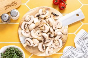 Макароны с шампиньонами