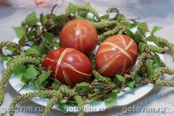 Яйца в луковой шелухе с рисунком (с резинками) Яйца в луковой шелухе с рисунком (с резинками)
