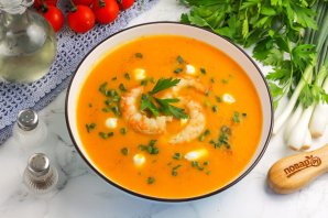 Тыквенный суп с креветками