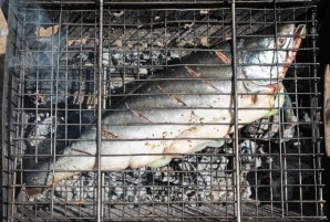 Горбуша на решетке Горбуша на решетке