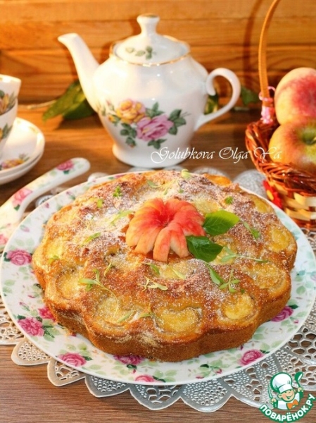 Пирог на кефире с персиками Пирог на кефире с персиками