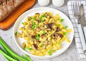 Макароны с фаршем и белыми грибами Макароны с фаршем и белыми грибами