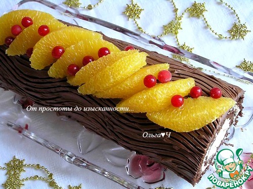 Шоколадно-творожный рулет "Рождественское полено" Шоколадно-творожный рулет "Рождественское полено"