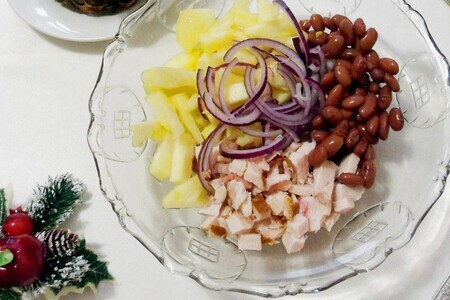 Салат с курицей, ананасом и красной фасолью Салат с курицей, ананасом и красной фасолью