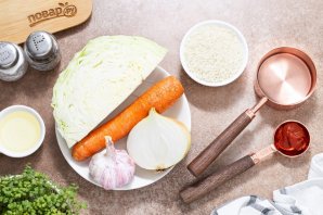 Тушеная капуста с рисом