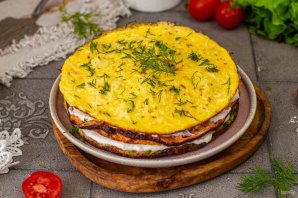 Трёхслойный торт-омлет Трёхслойный торт-омлет