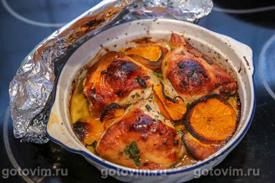 Куриные бедра с мандаринами и перцем чили Куриные бедра с мандаринами и перцем чили