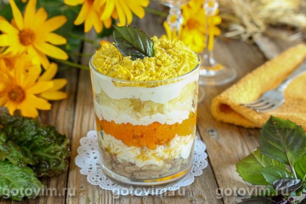 Порционный салат &laquo;Мимоза&raquo;