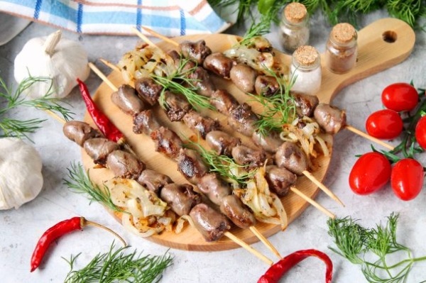 Сердечки куриные на мангале Сердечки куриные на мангале