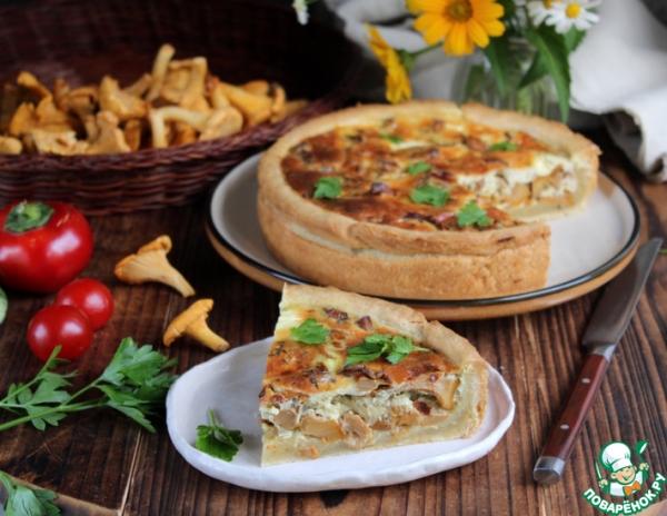 Заливной пирог с лисичками