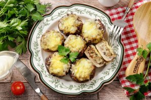 Фаршированные грибы в аэрогриле