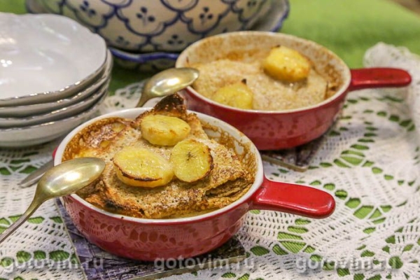 Порционная запеканка из блинов с бананами Порционная запеканка из блинов с бананами