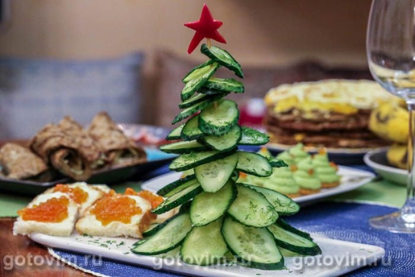 Елочка из огурцов Елочка из огурцов