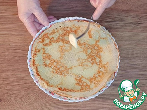Блины на кипятке с грибной начинкой