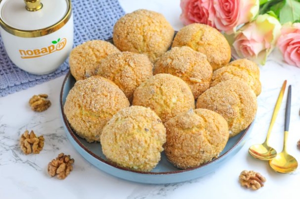 Медово-творожное печенье с орехами Медово-творожное печенье с орехами