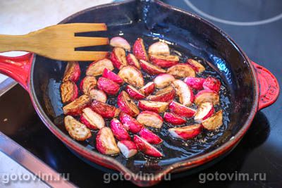 Макароны с жареным редисом Макароны с жареным редисом