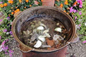 Уха из стерляди на костре