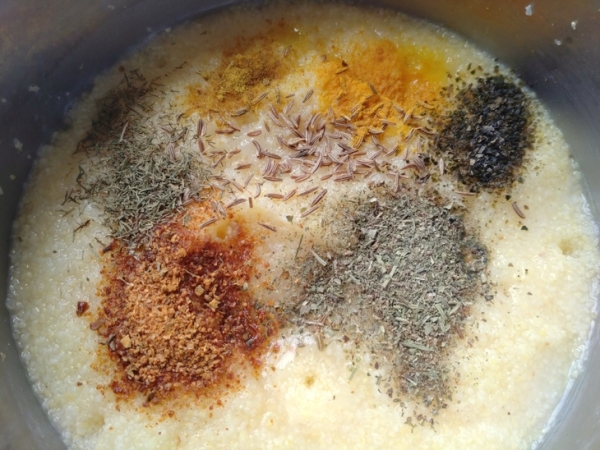 Закуска из овощей и грибов на поленте Закуска из овощей и грибов на поленте