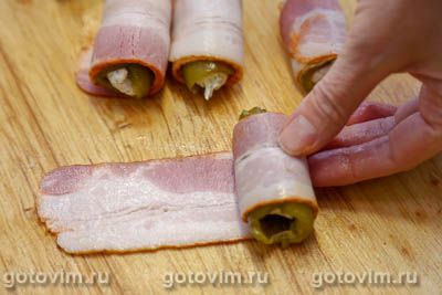 Рулетики из перца в беконе Рулетики из перца в беконе