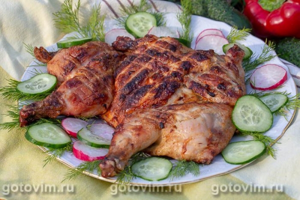 Курица на решетке гриль