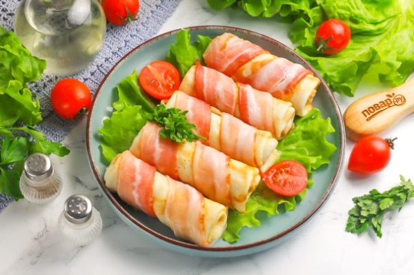 Блинчики с сыром и беконом Блинчики с сыром и беконом