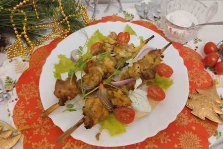 Лепешки с шафрановой курицей и мятным йогуртом Лепешки с шафрановой курицей и мятным йогуртом